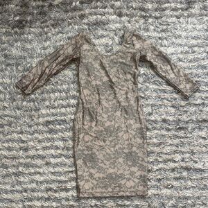American Apparel Lace Print Mini Dress in Gray